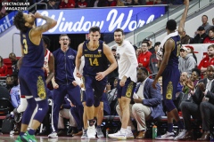 Notre Dame's becnch celebrates after Nate Laszewski (14) made a 3-pointer during the second half against N.C. State on Wednesday, Jan. 8, at PNC Arena in Raleigh, N.C. NCST defeated ND 73-68.