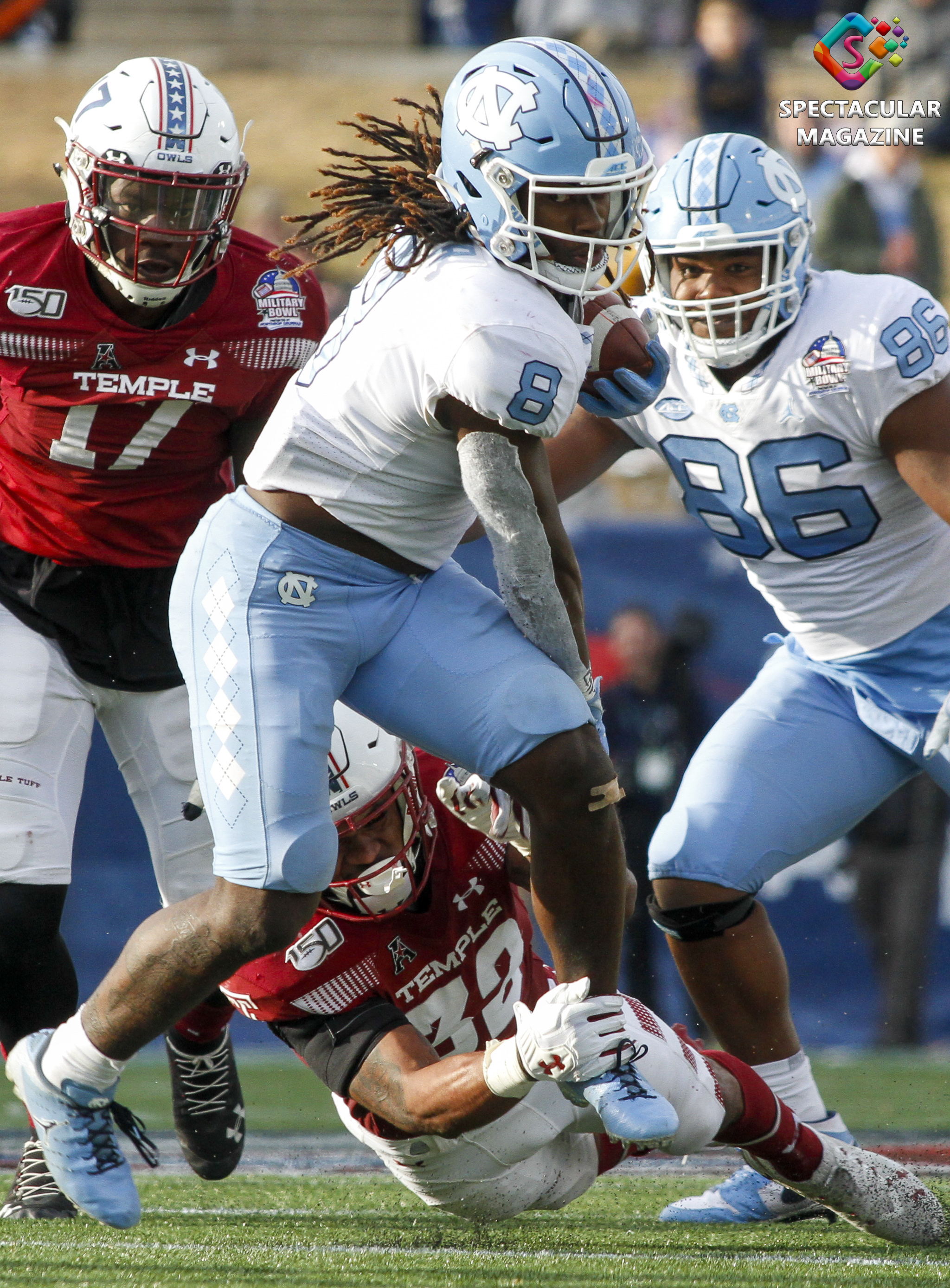 Michael Carter,  North Carolina vs. Temple Football 2019 Military Bowl