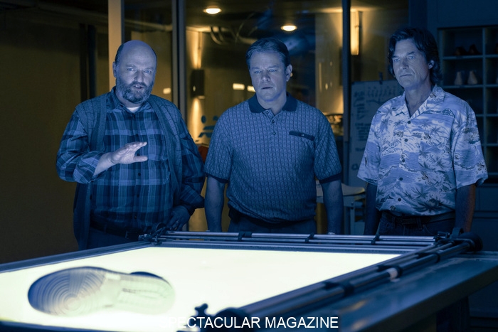 Matthew-Maher-as-Peter-Moore-Matt-Damon-as-Sonny-Vaccaro-and-Jason-Bateman-as-Rob-Strasser