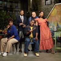 L-R: Kecia Lewis as Antoinette, Jermaine Fowler as Jake,Tracy Morgan as Francois “Frank” Crutchfield, Adrian Martinez as Flaco and Adrianna Mitchell as Jamilah in Crutch, season 1 streaming on Paramount+, 2025. Photo Credit: Mary Ellen Matthews/Paramount+