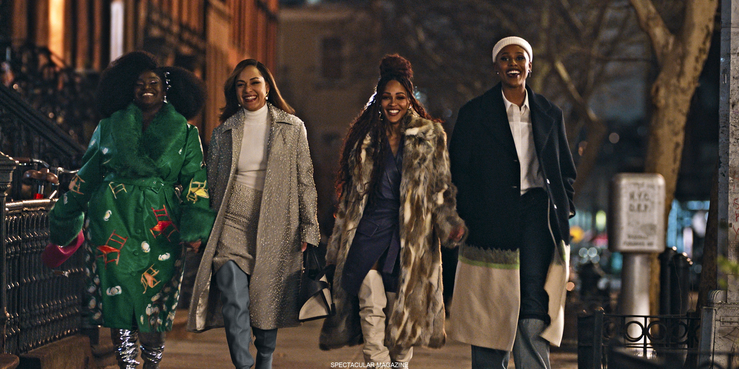 Angie (Shoniqua Shandai), Quinn (Grace Byers), Camille (Meagan Good) and Tye (Jerrie Johnson) in HARLEM S3 Photo Credit: Courtesy of Prime © Amazon Content Services LLC