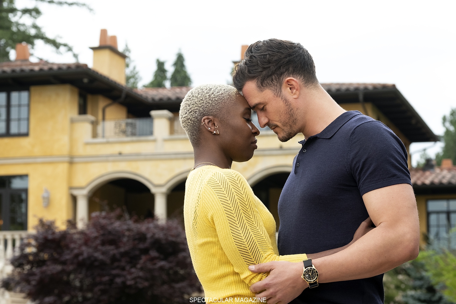 Cynthia Erivo as Janine Mikkelsen and Orlando Bloom as Tommy Hambleton in Needle in a Timestack. Photo Credit: Cate Cameron/Lionsgate