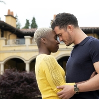 Cynthia Erivo as Janine Mikkelsen and Orlando Bloom as Tommy Hambleton in Needle in a Timestack. Photo Credit: Cate Cameron/Lionsgate