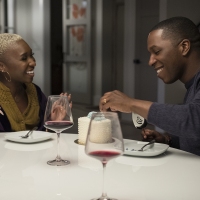 Cynthia Erivo as Janine Mikkelsen and Leslie Odom Jr. as Nick Mikkelsen in Needle in a Timestack. Photo Credit: Cate Cameron/Lionsgate