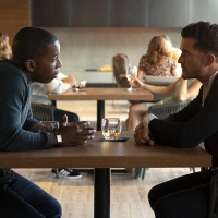 Leslie Odom Jr. as Nick Mikkelsen and Orlando Bloom as Tommy Hambleton in Needle in a Timestack. Photo Credit: Cate Cameron/Lionsgate