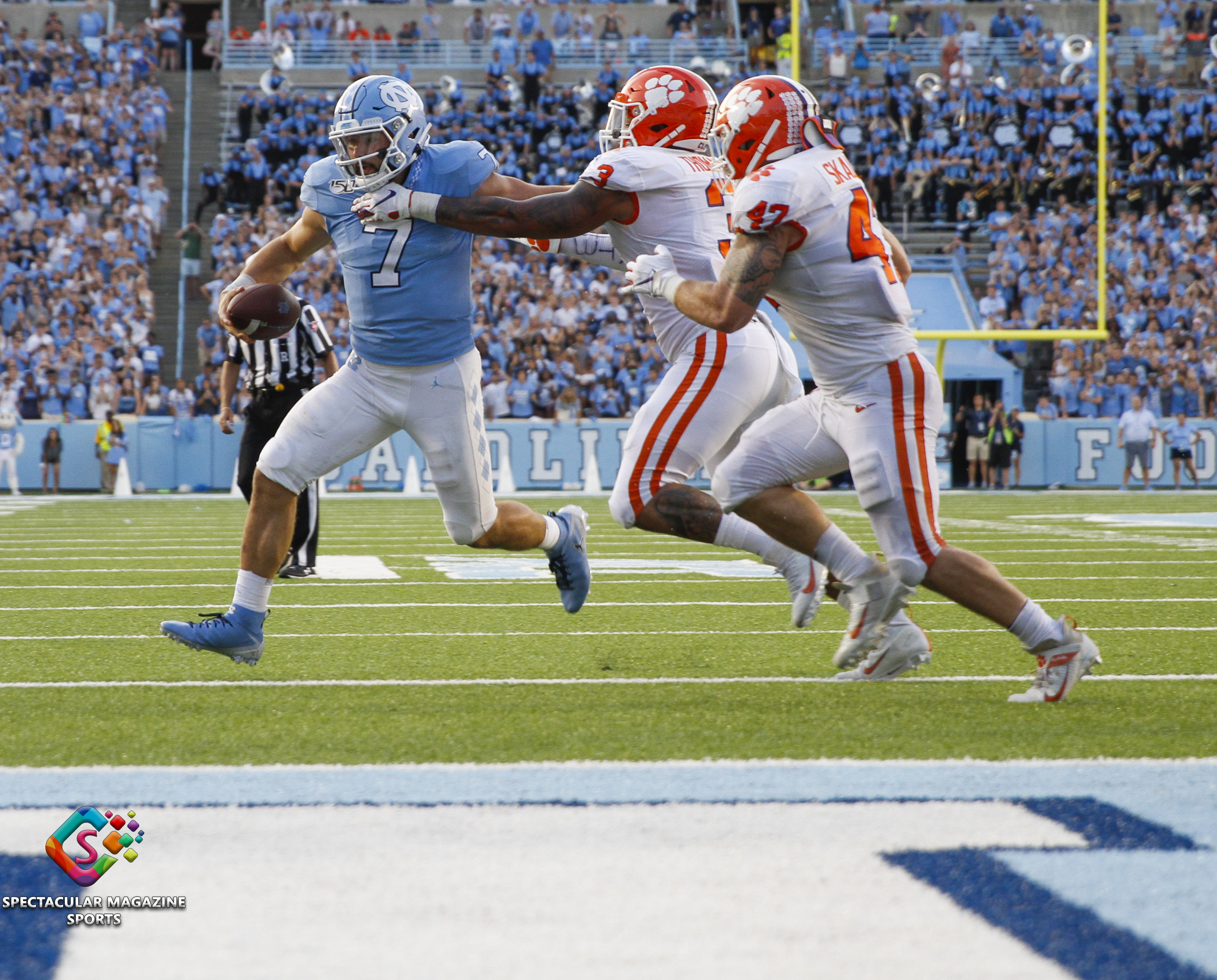 The Clemson Tigers defeated the North Carolina Tar Heels 21-20 on Saturday, Sept. 28, 2019, at Kenan Stadium in Chapel Hill, N.C.