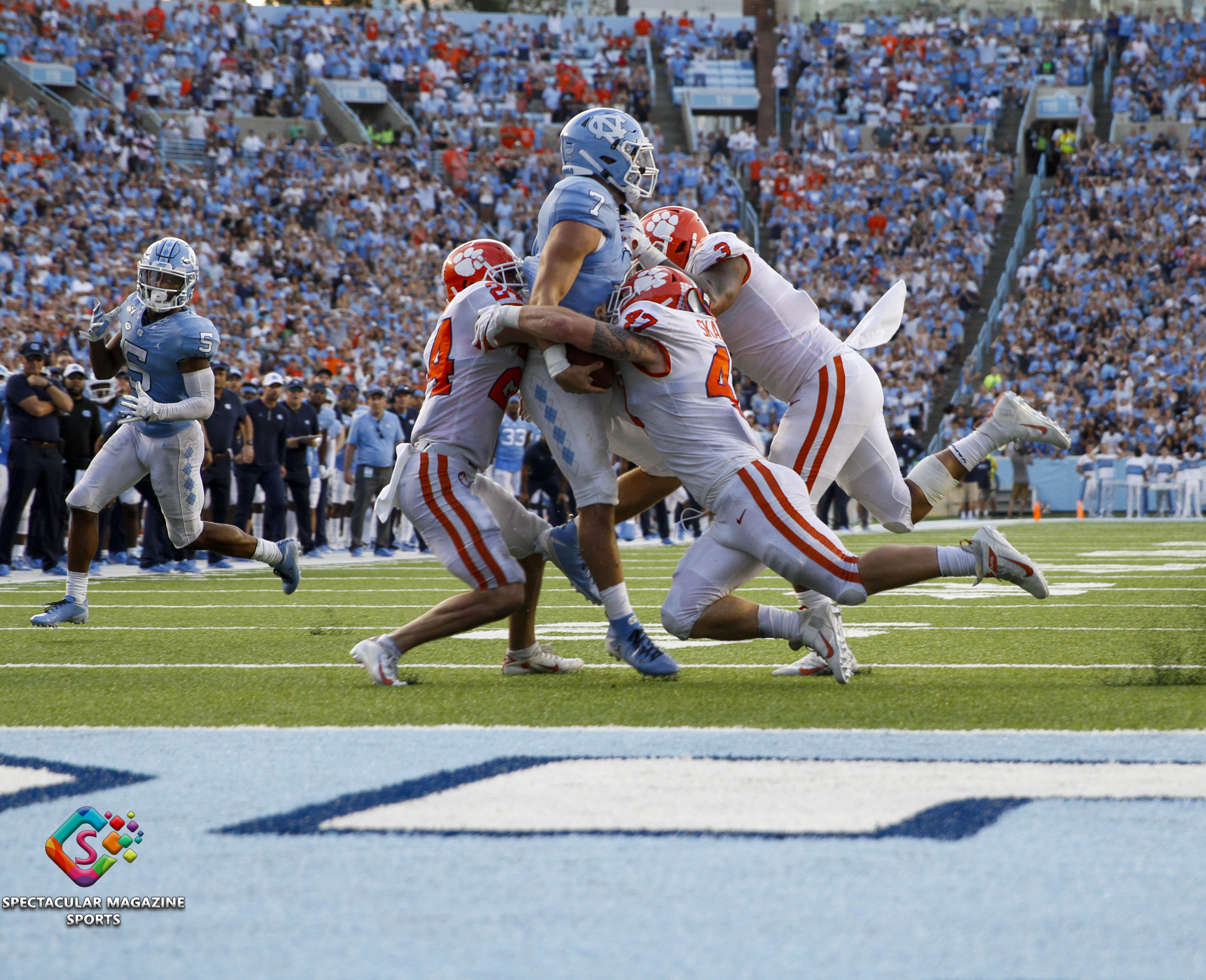 The Clemson Tigers defeated the North Carolina Tar Heels 21-20 on Saturday, Sept. 28, 2019, at Kenan Stadium in Chapel Hill, N.C.