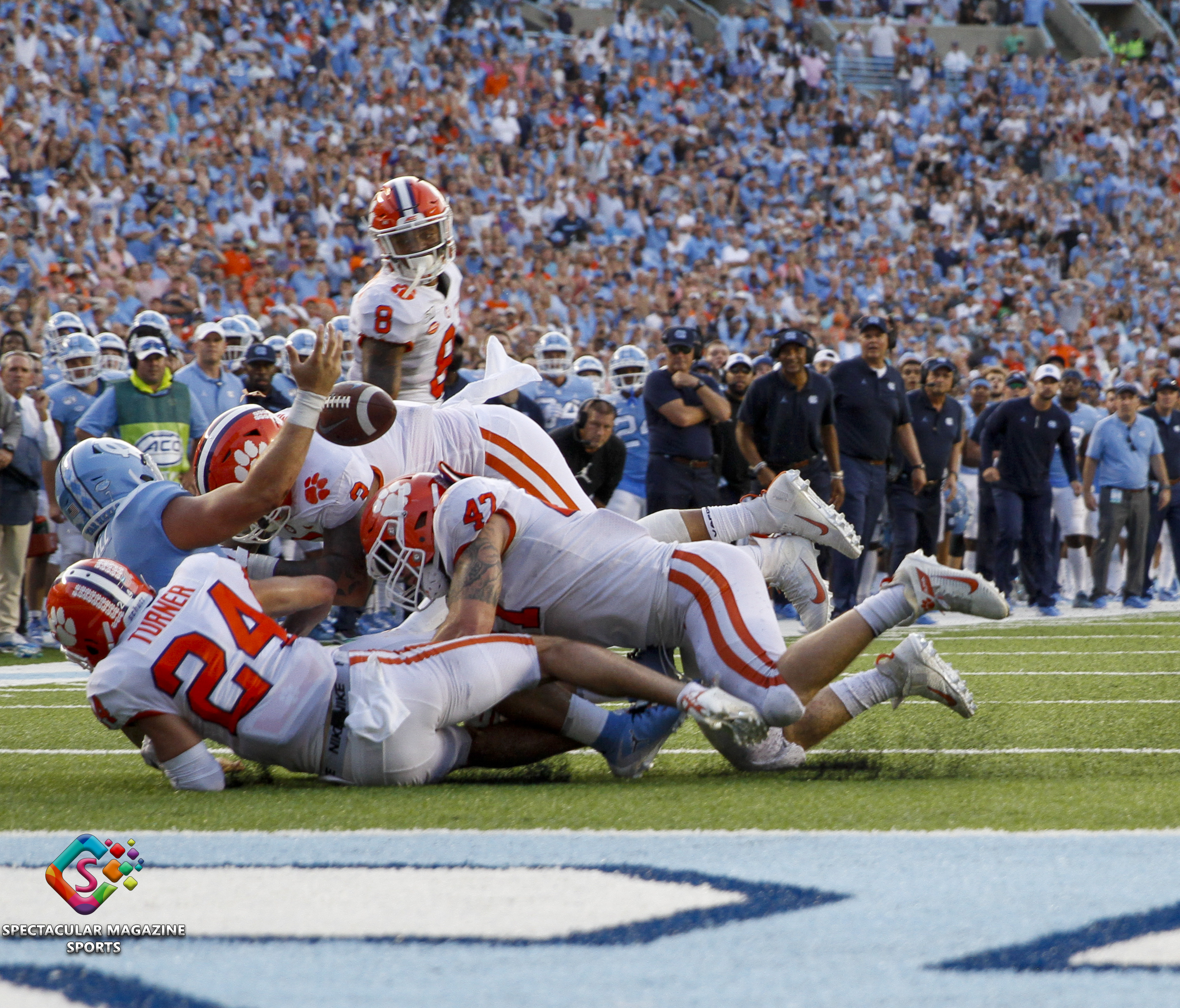 The Clemson Tigers defeated the North Carolina Tar Heels 21-20 on Saturday, Sept. 28, 2019, at Kenan Stadium in Chapel Hill, N.C.