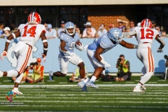 The Clemson Tigers defeated the North Carolina Tar Heels 21-20 on Saturday, Sept. 28, 2019, at Kenan Stadium in Chapel Hill, N.C.