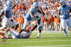 The Clemson Tigers defeated the North Carolina Tar Heels 21-20 on Saturday, Sept. 28, 2019, at Kenan Stadium in Chapel Hill, N.C.