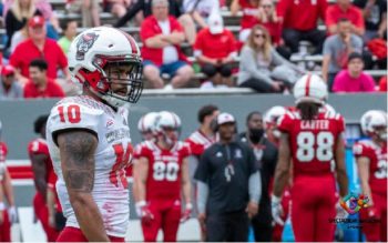 Wolfpack senior safety Tim Kid-Glass at 2019 Kay Yow Spring Game at Carter-Finley Stadium (Photo courtesy of Landon Bost)