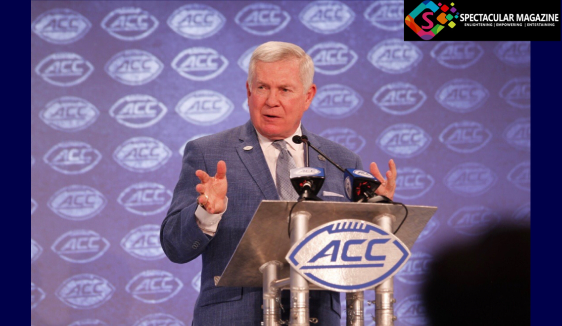 UNC Coach Mack Brown speaking at 2019 ACC Kickoff