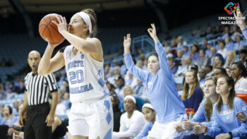 North Carolina women's basketball junior guard Leah Church shoots a 3-pointer against Virginia at Carmichael Arena in Chapel Hill, N.C., Thursday, Jan. 30, 2020. UNC defeated UVA 78-68. Church announced that she will forgo senior year of eligibility at Carolina on social media Wednesday, June 24, 2020. Photo © Landon Bost 2020.