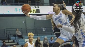 North Carolina women's basketball guard Stephanie Watts attempts a layup against Georgia Tech at Carmichael Arena, Thursday, Jan. 31, 2019. Photo © Landon Bost 2019.