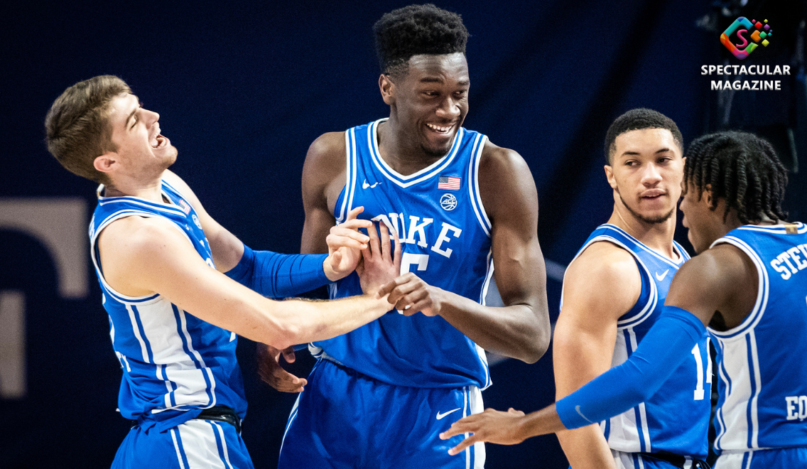 Duke forward and guard celebrating