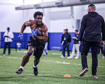 Nakeie Montgomery Lacrosse Running Back Duke Pro Day 2022 Lawrence Davis III Spectacular Magazine 