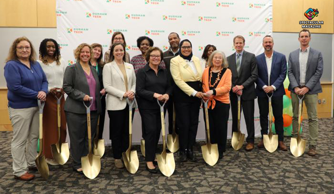 Durham Tech President J.B. Buxton joins county officials and health-care partners to break ground on the new 80,000-square-foot Health Sciences Building on Oct. 28 in Durham.