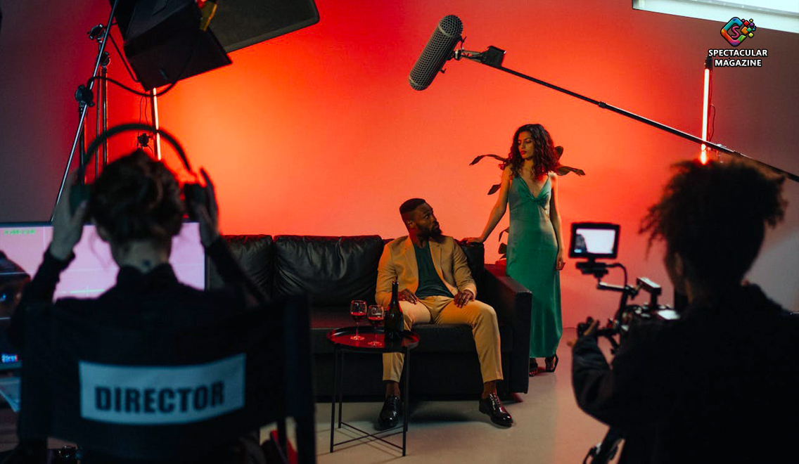 Actors and crew collaborate on a studio set during a dramatic scene, highlighting opportunities available in new Raleigh-area casting calls.