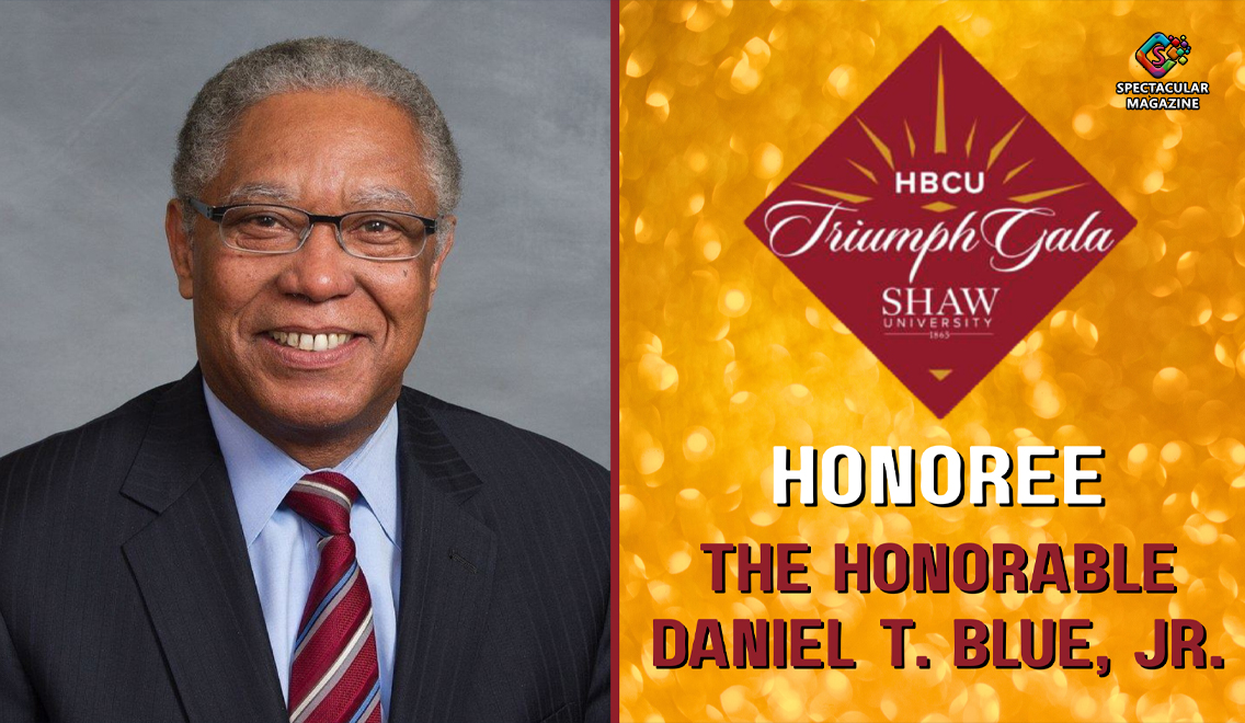 Promotional image featuring Senator Daniel T. Blue, Jr. alongside the HBCU Triumph Gala logo on a gold background, announcing him as an honoree.