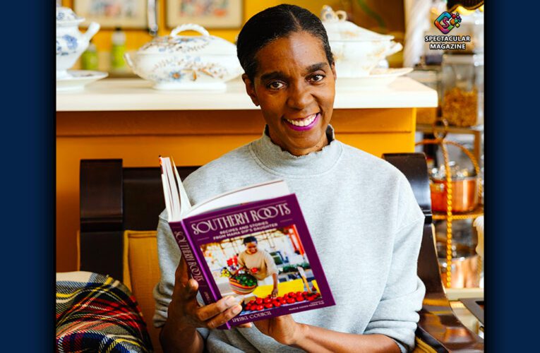 Spring Council holds her cookbook Southern Roots: Recipes and Stories from Mama Dip’s Daughter, preserving her mother’s culinary legacy.