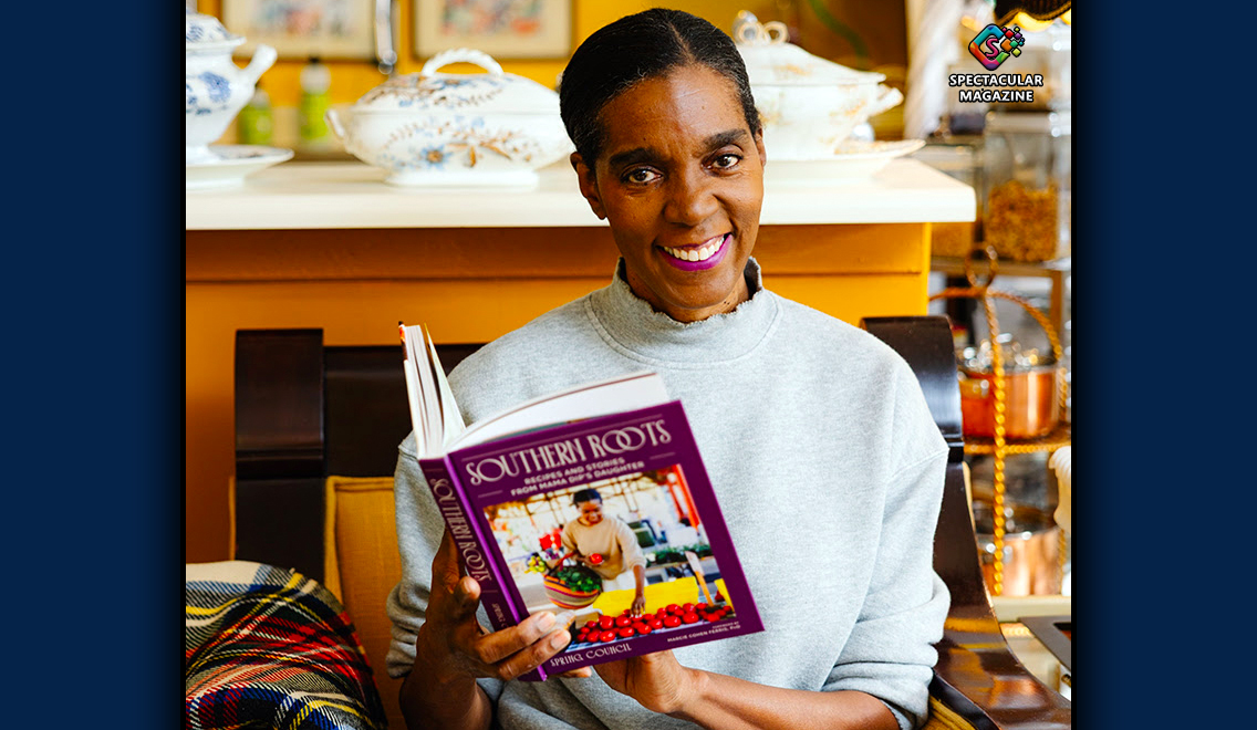 Spring Council holds her cookbook Southern Roots: Recipes and Stories from Mama Dip’s Daughter, preserving her mother’s culinary legacy.