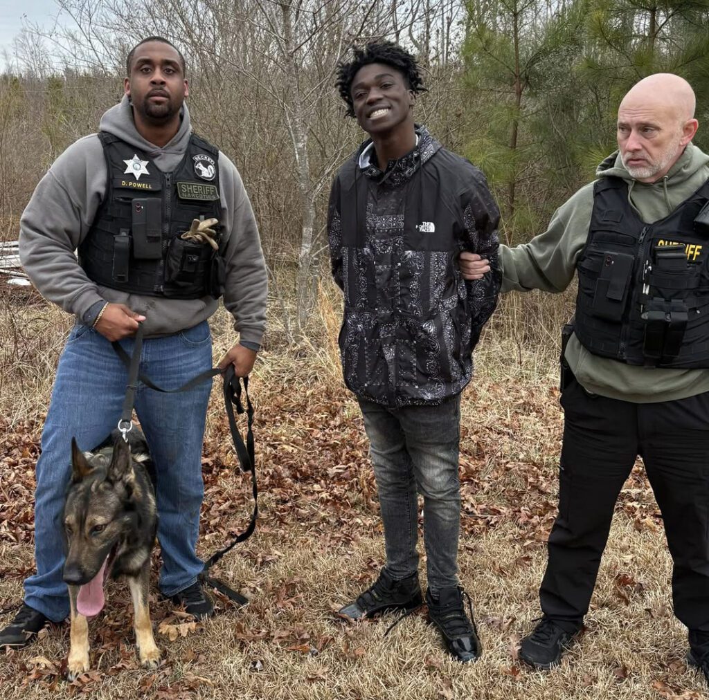 Warren County deputies and K-9 Ivor apprehend 19-year-old Savioun Antwon Williams after a 22-mile chase involving a stolen Infiniti in Vance and Warren counties.