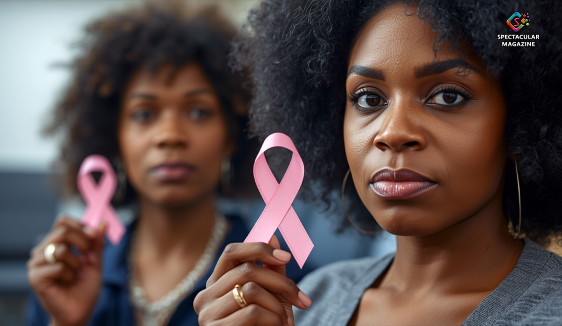 Black woman consulting doctor about breast cancer with DNA testing concept highlighting health disparities
