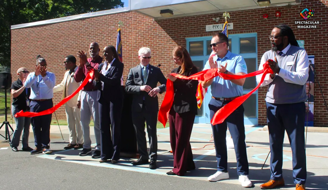 North Carolina juvenile justice and behavioral health officials participate in a ribbon-cutting ceremony outside the new PIVOT mental health treatment unit at C.A. Dillon Juvenile Detention Center in Butner.